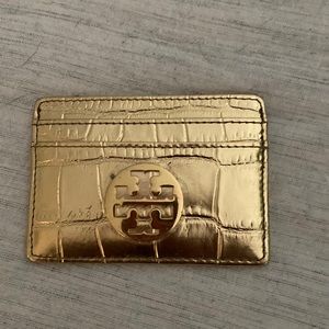 Tory Burch Gold Metallic Card case